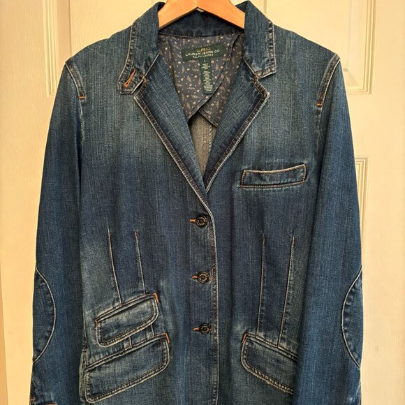 Ralph Lauren Distressed Denim Blazer - Picture 1 of 5